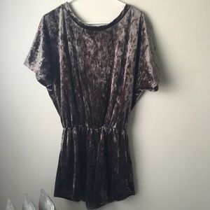 ee:some Taupe Crushed Velvet Romper